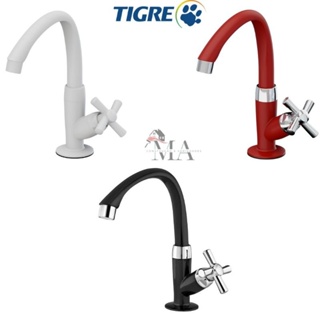 Torneira para Lavatório PVC Mesa Bica Alta Tigre Branca, Preta e Vermelha Cross 1/2 Banheiro, Lavabo em Oferta na Shopee
