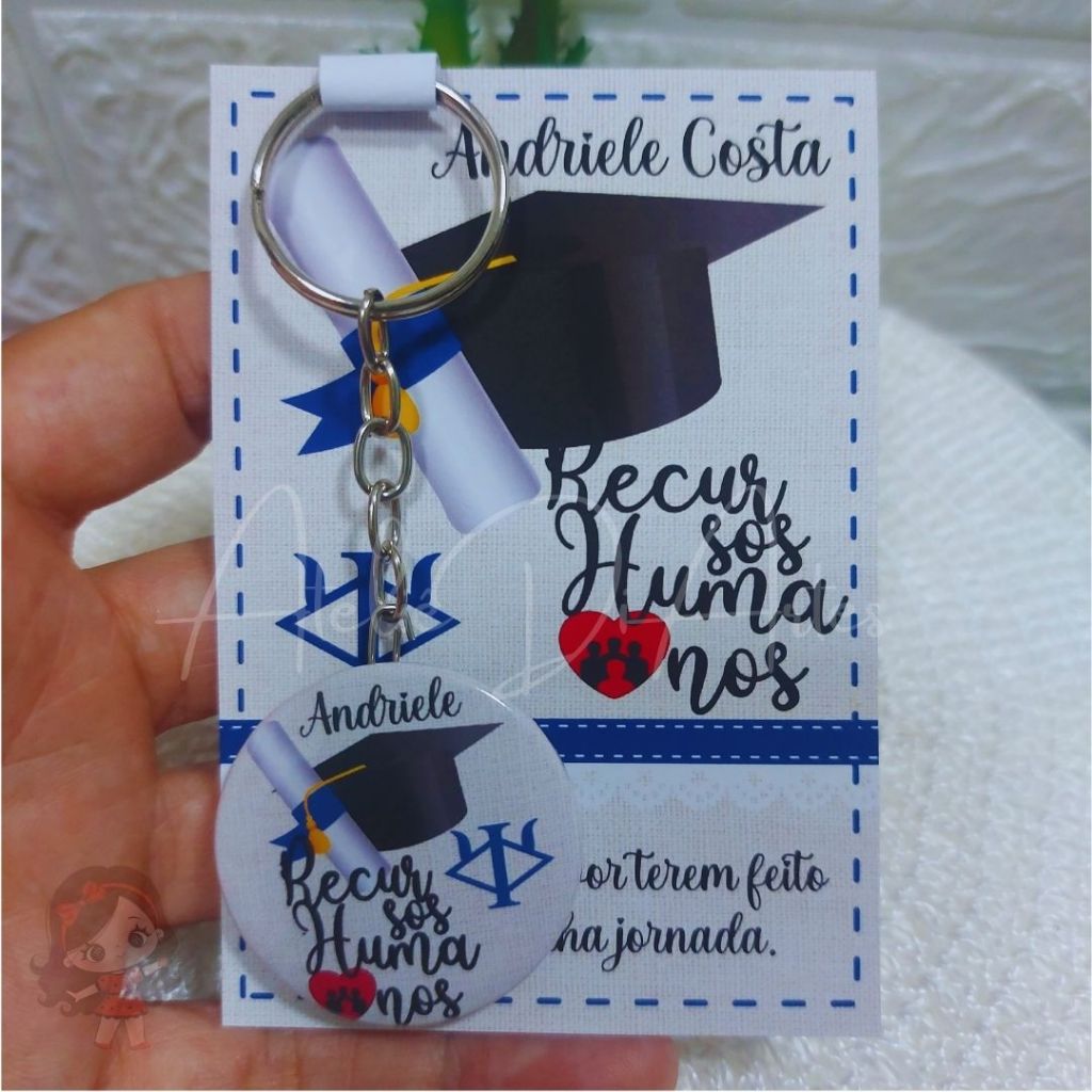 Lembrancinha de Formatura Chaveiro com Card Recursos Humanos - Formatura Recursos Humanos