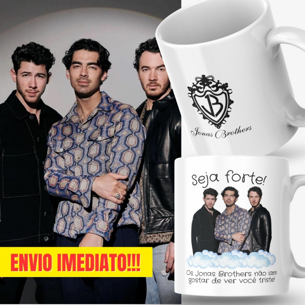 Caneca Xicara Porcelana 325ml Seja Forte Jonas Brothers Disney Personalizada Presente Decoração Casa