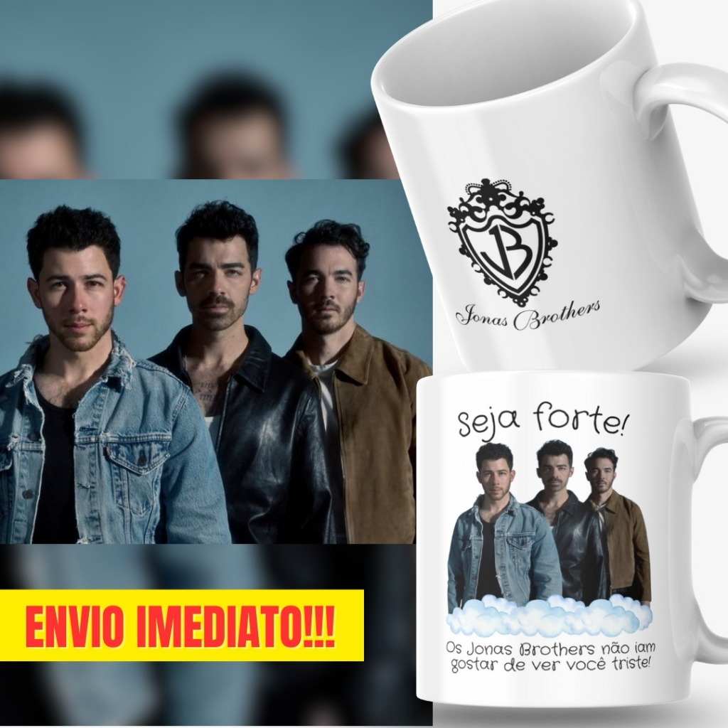 Caneca Xicara Porcelana 325ml Seja Forte Jonas Brothers Disney Personalizada Presente Decoração Casa