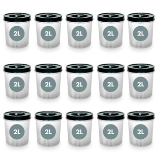 Jogo 15 Potes Mantimento Redondo Transparente 2 Litros Tampa ROSCA Café Açúcar Farinha Cereal Grãos em Oferta na Shopee