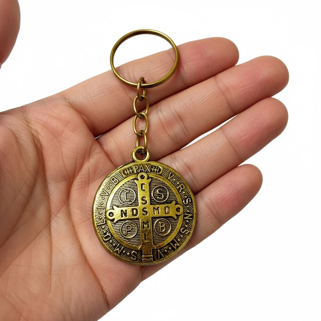 Chaveiro Medalha de São Bento 3D Metal Zamak