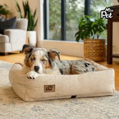 Cama Caminha Pet Cachorro Suede ou Linho Lavável com Enchimento em Fibra