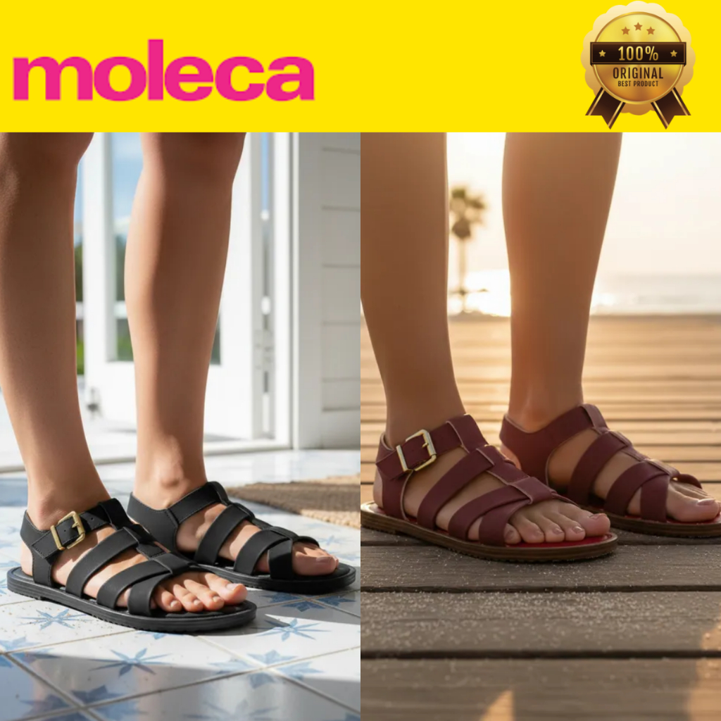 Sandália Moleca Feminina Fisherman Leve Confortável Fivela Tiras Largas Rasteira 5555.201 Original