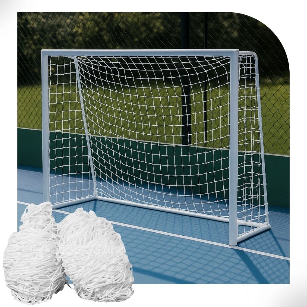Par de Rede de Futebol Salão Futsal Quadrada Fio 2mm Seda Véu de Noiva