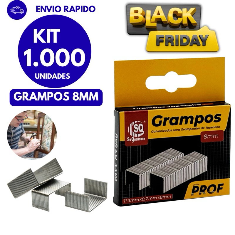Kits Grampos 8mm Profissional Alta Qualidade para Tapeceiro Estofador Marcenaria e Artesanato (ESCOLHA O SEU KIT)