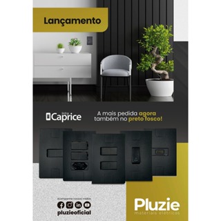 Tomada e Interruptor Pluzie Linha Caprice Preto Fosco em Oferta na Shopee