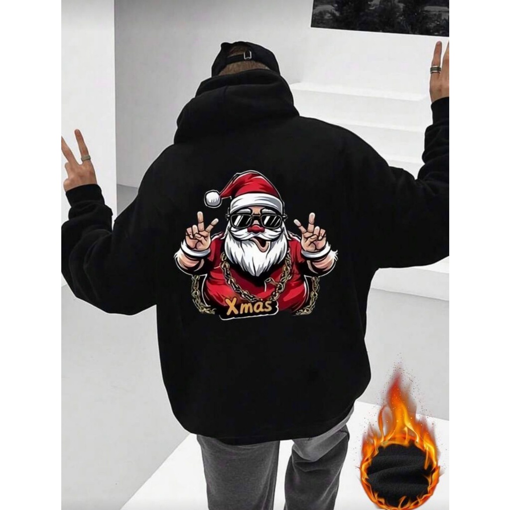 Moletom Masculino Unissex Noel Rap Hip Hop Xmas Moletom Com Bolso Com Capuz Forrado Style