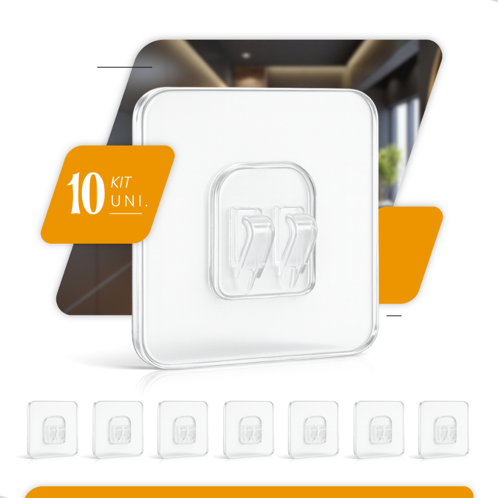 Gancho Auto-Adesivo Para Preteleita de Encaixe Transparente Parede em Oferta na Shopee