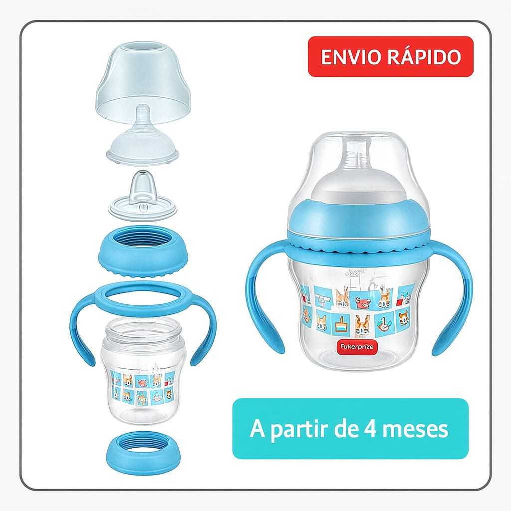 Mamadeira  Copo de Transição 2 em 1 Fisher Price apartir de 4 meses de idade  menino e menina