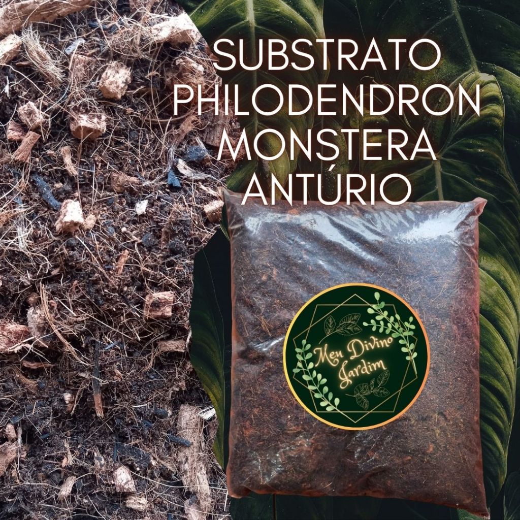 Substrato Philodendron, Monstera, Antúrio - 4 Litros (1,5Kg) - Mistura ideal - Folhagens - Meu Divino Jardim.