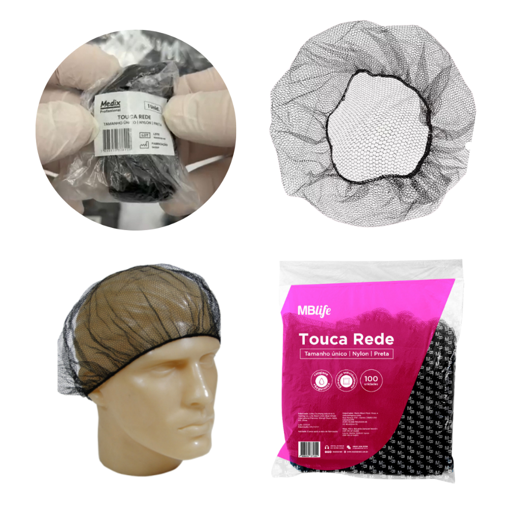 Kit Com 50 ou 100 Unidades De Touca Preta de Nylon Descartavel Embalada Individualmente em Oferta na Shopee