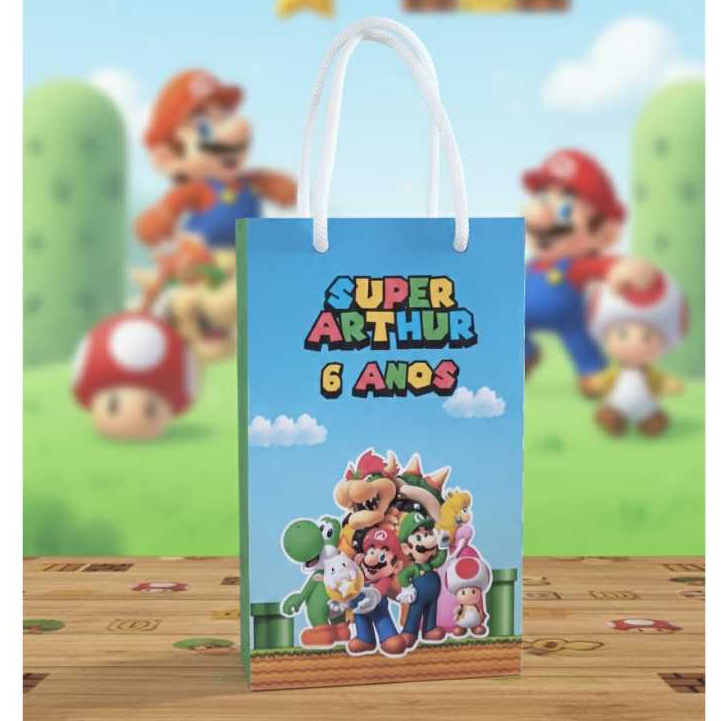 Sacolinha P SUPER MARIO Personalizada Sacolinha Lembrancinha Aniversário MARIO PEGUE E MONTE
