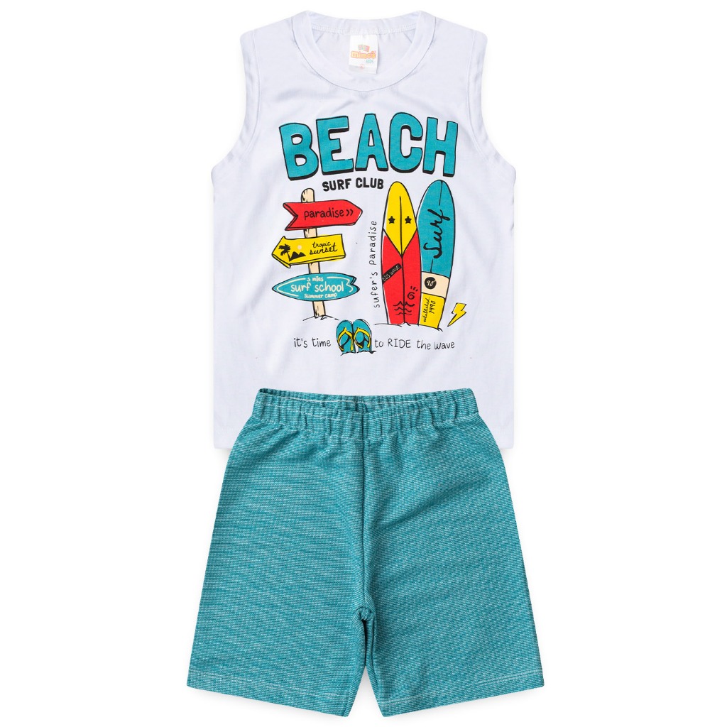 Conjunto Regata Preta Bermuda Militar de Verão Infantil  Masculino Tam 1 ao 14