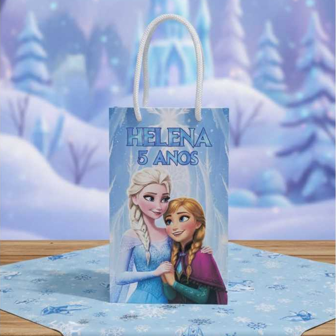 Sacolinha P FRONZE Personalizada Sacolinha Lembrancinha Aniversário FROZEN PEGUE E MONTE