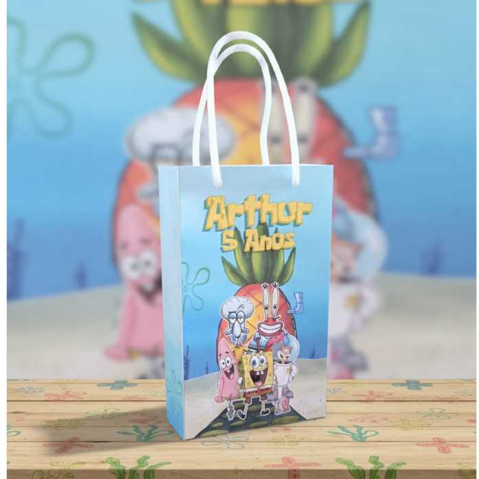 Sacolinha P BOB ESPONJA Personalizada Sacolinha Lembrancinha Aniversário BOB ESPONJA PEGUE E MONTE