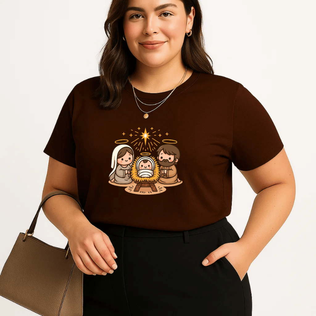 Camiseta Plus Size Feminina P Ao G5 Algodão 100% Estampada Jesus Cristão Básica Casual Academia Verão