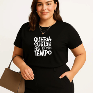 Camiseta Plus Size Feminina Estampada Surtar 100% Algodão Premium Verão Manga Curta Academia Treino Casual em Oferta na Shopee