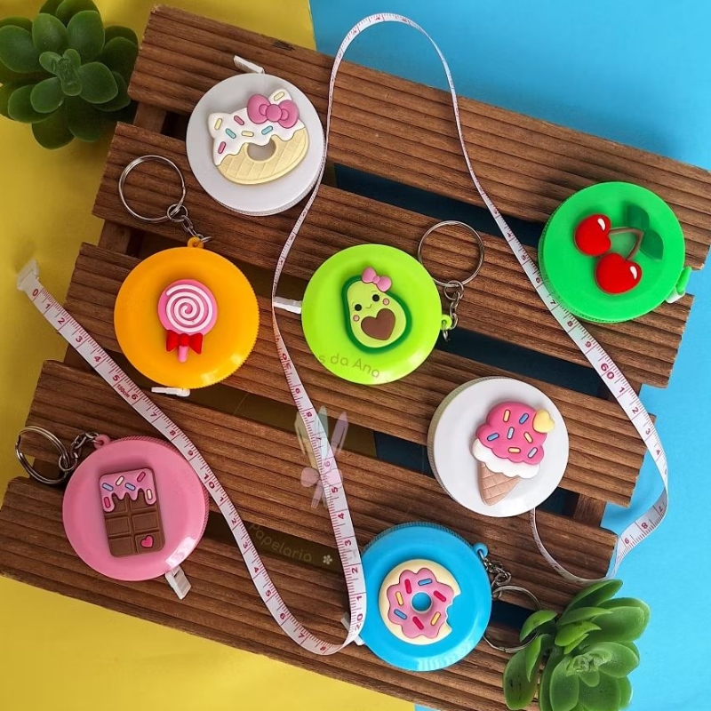 Fita métrica doces e frutas 1,5m decorada Portátil retrátil para Medição polegada e cm