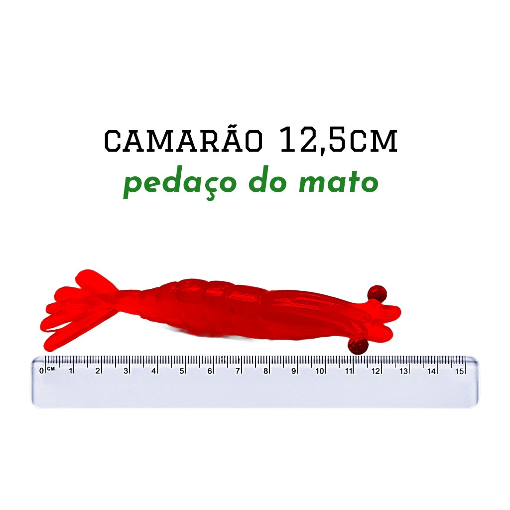 Camarão artificial isca soft 12,5CM 2 unidades para pesca robalo, tucunaré, mar, água doce.