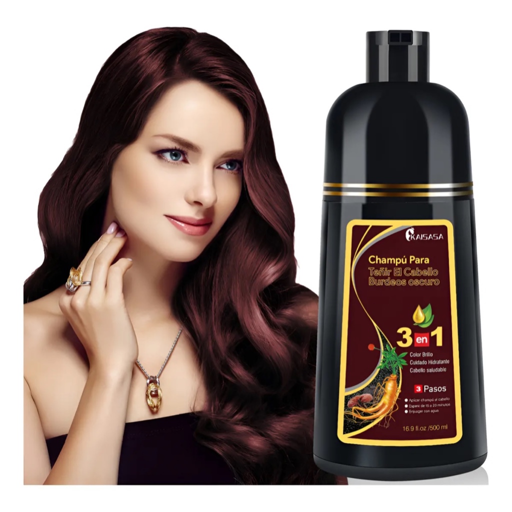 Shampoo de tintura de cabelo 3 em 1-500ML COR BORDÔ ESCURO em Oferta na Shopee