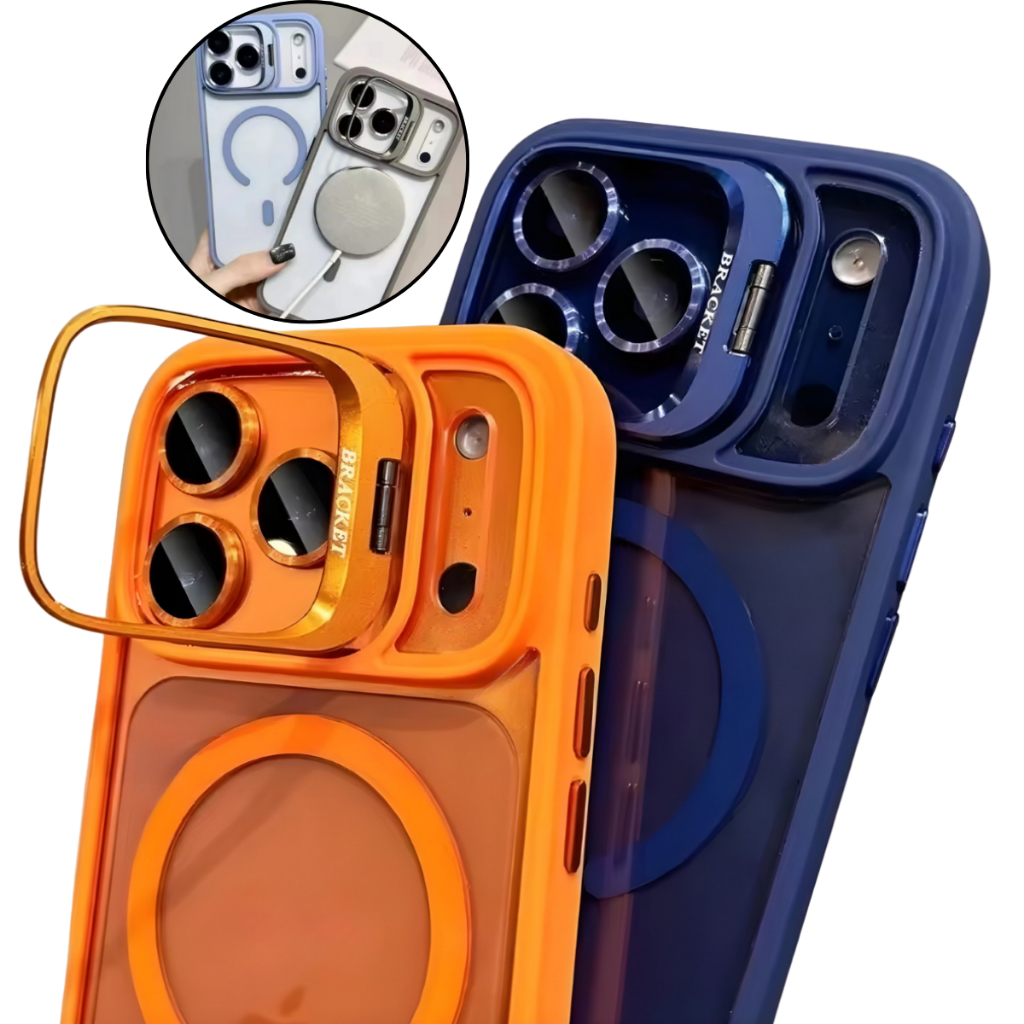 Capinha capa magnética magsafe + película proteção lente câmera para iphone 17 17Air 17Pro 17Promax