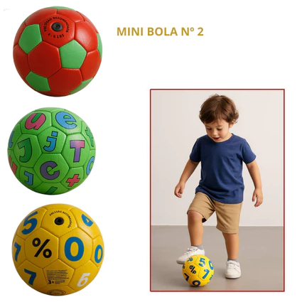 KIT 1/2/3/4/5 Bola de Futebol Infantil Couro Tamanho Número 2 Couro Sintético Estampa Sortida