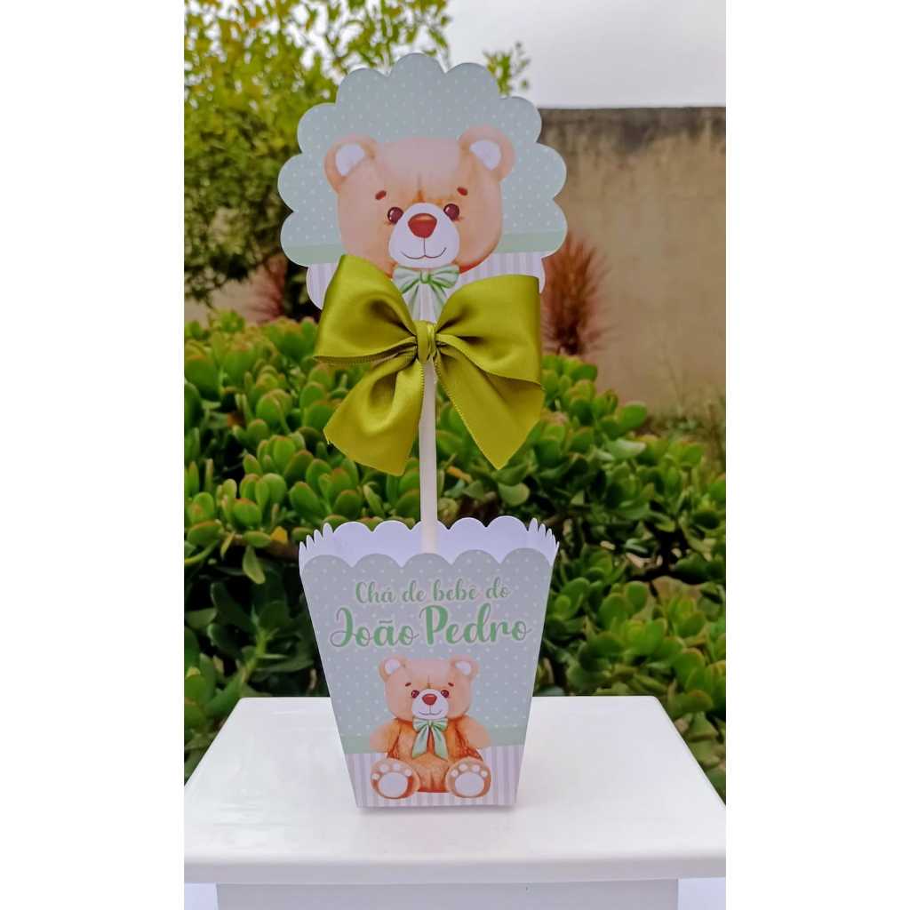 10 unidades Centros de Mesa Cachepô Chá de Bebê Ursinho - Lembrancinhas Personalizadas