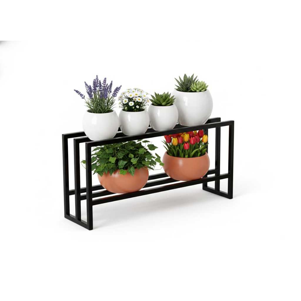Suporte para vaso Multiuso Sapateiro Banquinho Industrial 80 cm Preto 2 andar