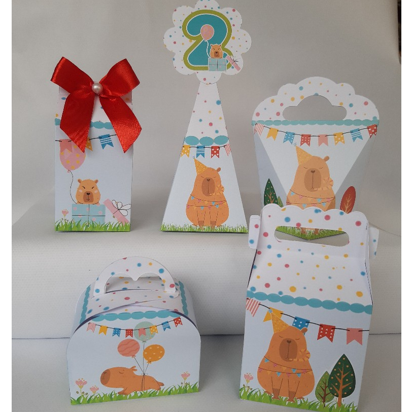 Caixinhas Personalizadas no tema Capivaras Fofas -  kit festa lembrancinhas de aniversário.