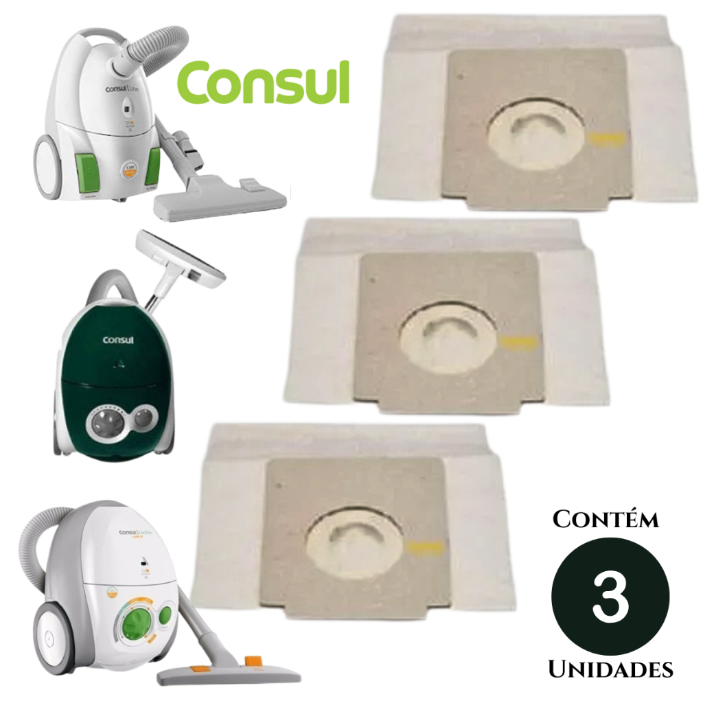 Filtro Saco Descartável Aspirador de Pó Compatível com Consul - Facilite, Fit e Leve