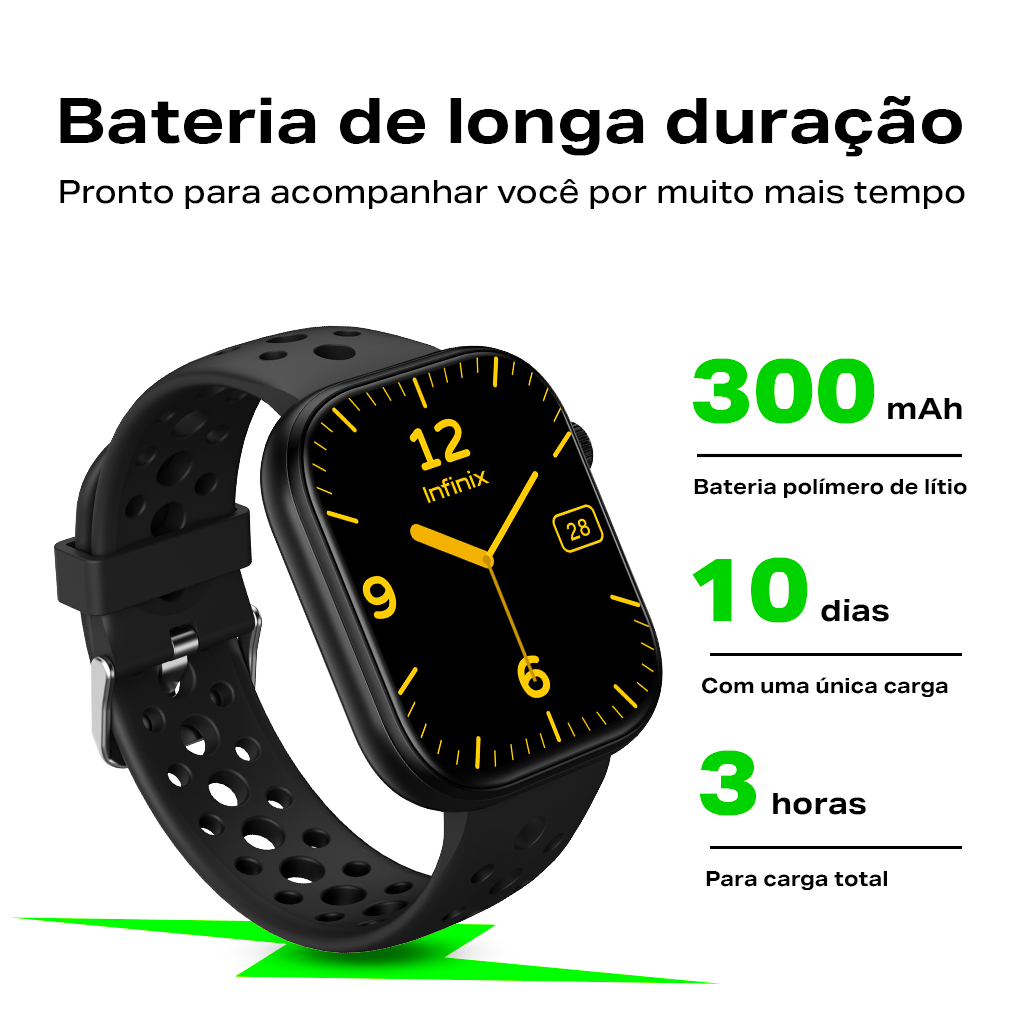 Infinix XWATCH H4 Relógio inteligente Esportivo Corrida,Monitoramento Cardiaco e Saúde IP68 À prova d'água Suporta  GPS - detalhe