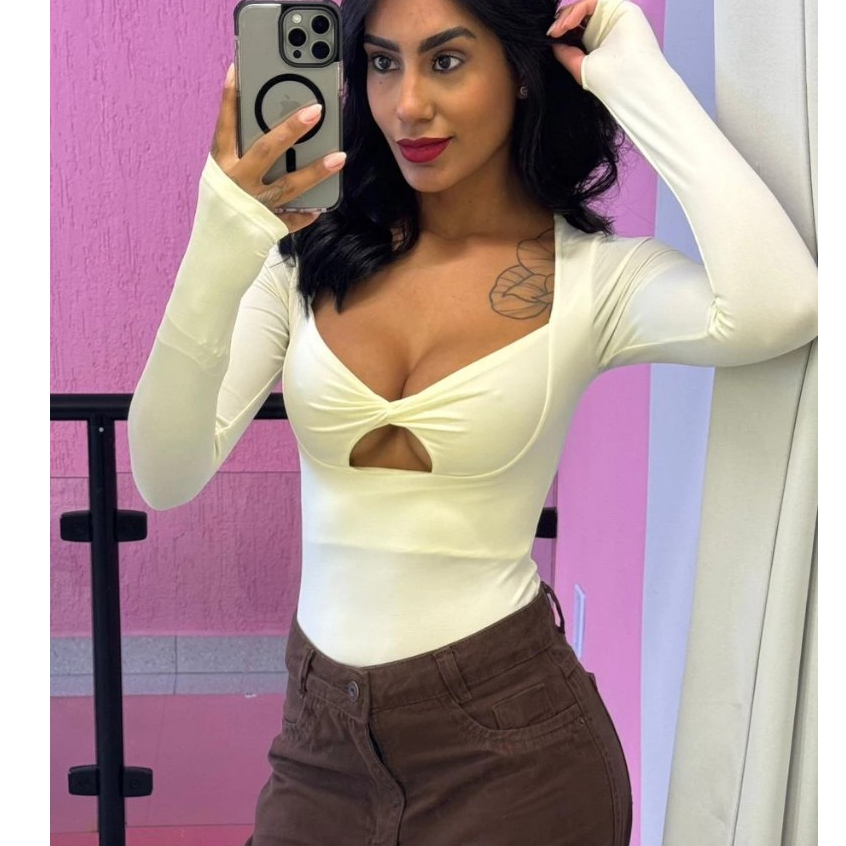 body manga luva panda Amanda MODA MODINHA, achadinho.
