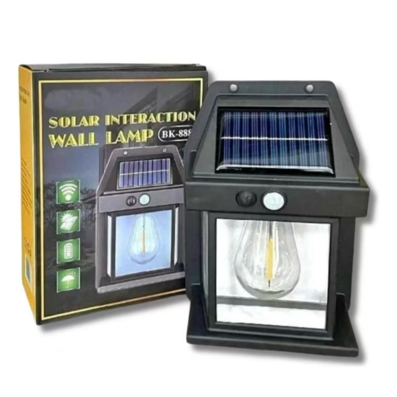 ARANDELA COM SENSOR DE PRESENÇA RECARREGAVEL COM PAINEL A PROVA D’AGUA COM LÂMPADA DE LED | TAM.: 17x12x6CM | EXTERNA