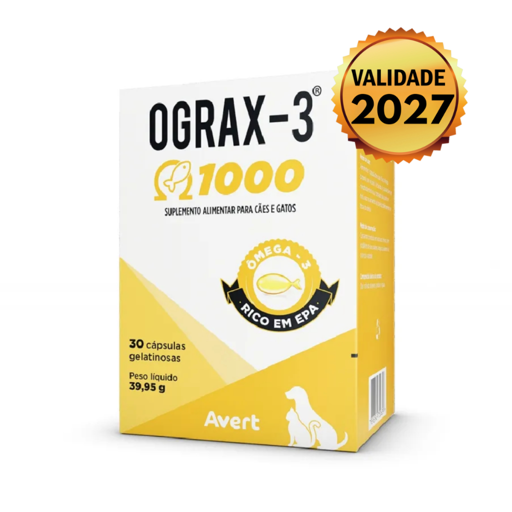 Ograx 1000mg Suplemento Para Cães e Gatos Ômega 3 Avert - 30 Cápsulas em Oferta na Shopee
