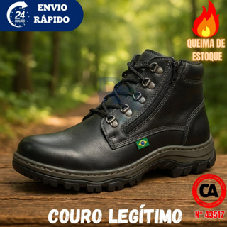 Bota Segurança coturno Botina Unissex Masculina Feminina Confortável Com CA 43517 Couro Legitimo em Oferta na Shopee