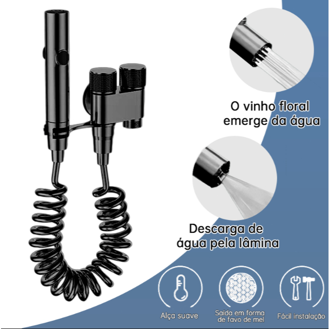 Kit Ducha Higiênica Banheiro, Saída Dupla G1/2 Com Pulverizador Bidê Montado Na Parede
