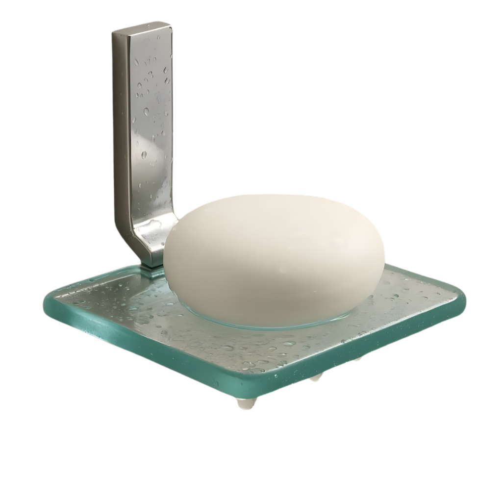 Saboneteira de Parede em Vidro Premium  Modelo Quadrado com Fixação Dupla em Oferta na Shopee