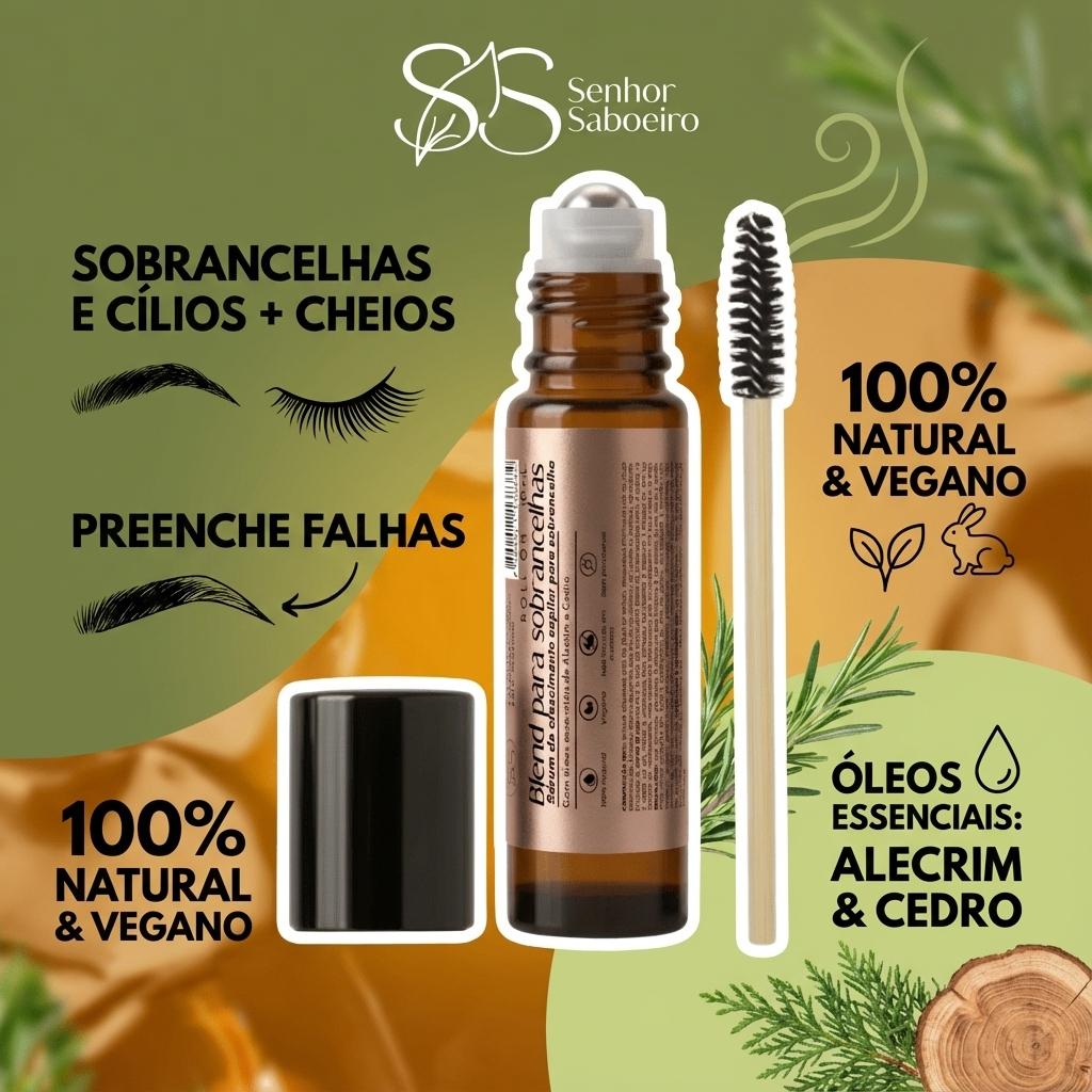 Imagem Blend Roll On Crescimento Sobrancelhas e Cílios com Rícino e Óleo Essencial Alecrim e Cedro 10mL