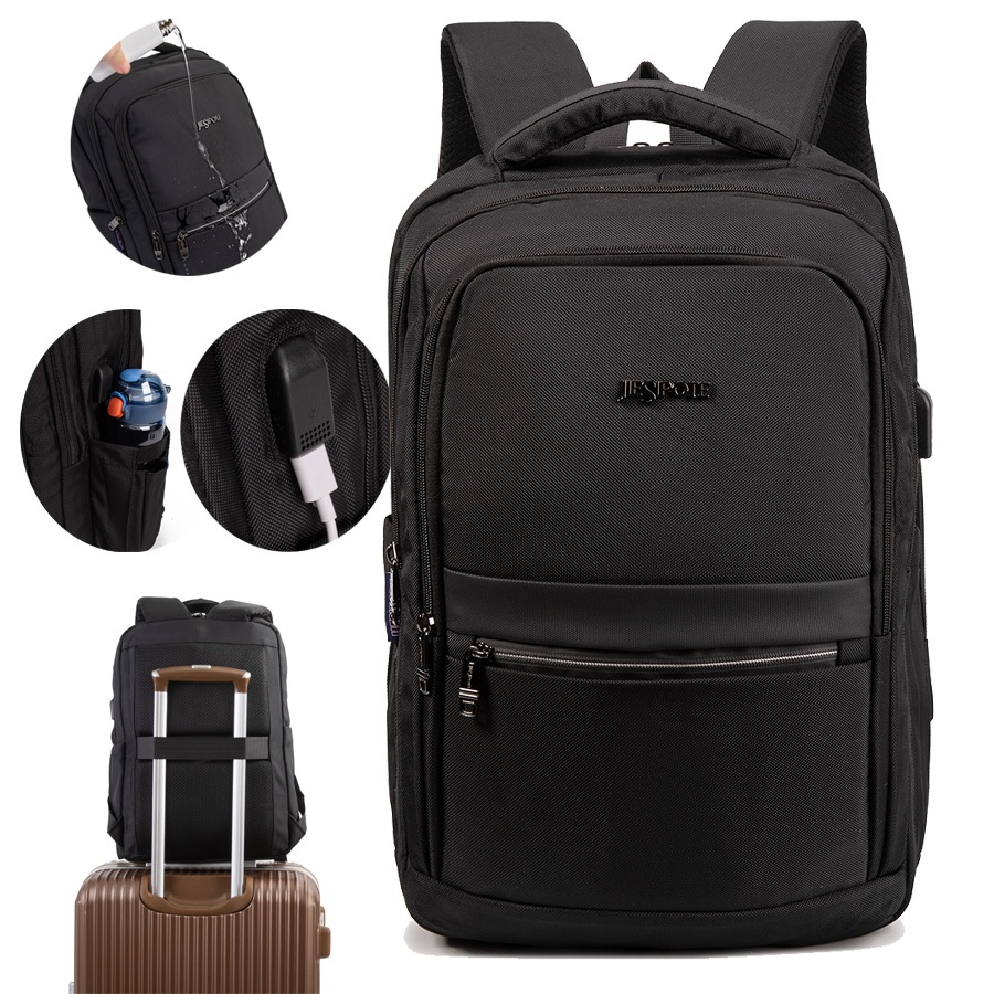 Mochila de negócios dos homens preto cinza impermeável reforçado