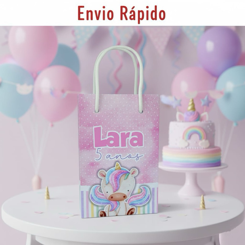 Sacolinha personalizada Unicornio PEGUE E MONTE | Personalizados lembrancinhas mimos Aniversário