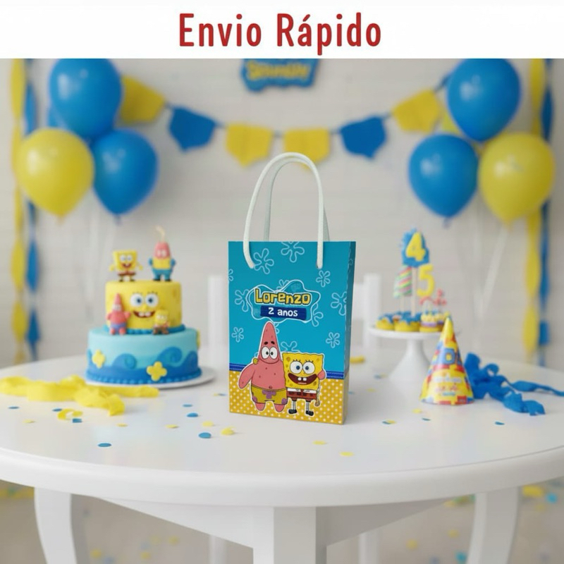 Sacolinha personalizada Bob esponja PEGUE E MONTE | Personalizados lembrancinhas mimos Aniversário