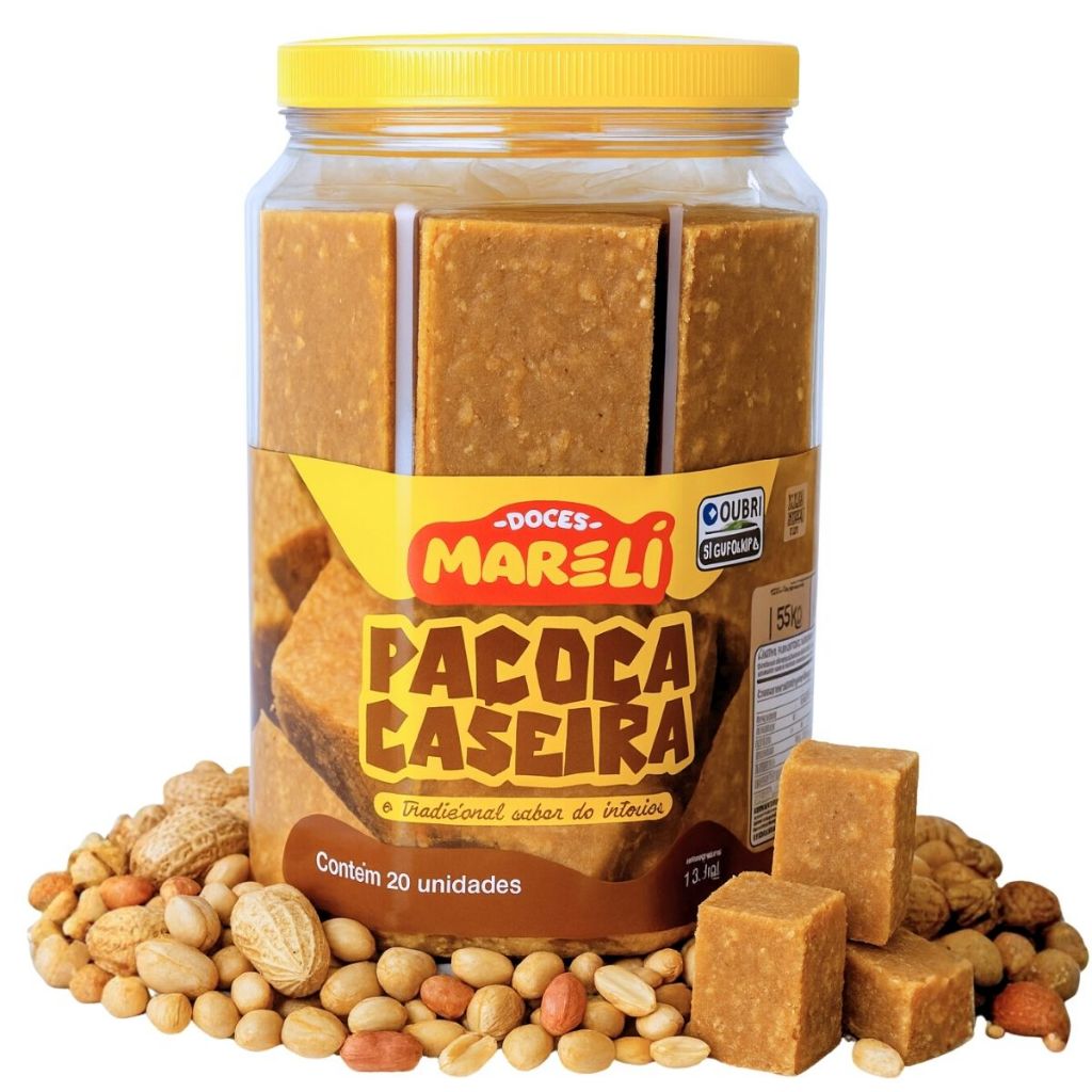 Paçoca Caseira Gibi Doce de Amendoim Festas Eventos Lanche Festa Junina 20 Unidades Doces Mareli