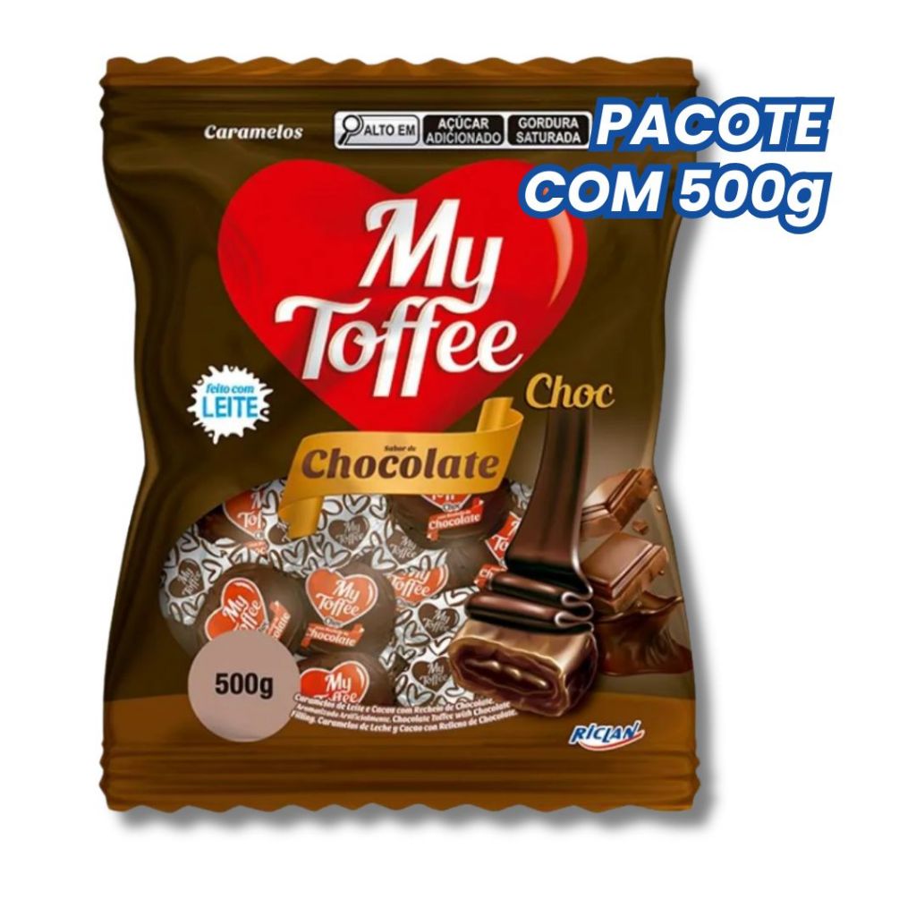 Bala My Toffe Chocolate Pacote com 500g em Oferta na Shopee