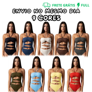 BODY 9 CORES POLIAMIDA 3 TIRAS COM AMARRAÇÃO - VESTE 36 AO 40 em Oferta na Shopee