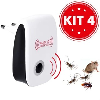 KIT 4/3/2/1 Repelente EletronicoUltrassonico Mosca Pernilongos BaratasMorcegos repele e Espanta Ratos bivolt em Oferta na Shopee