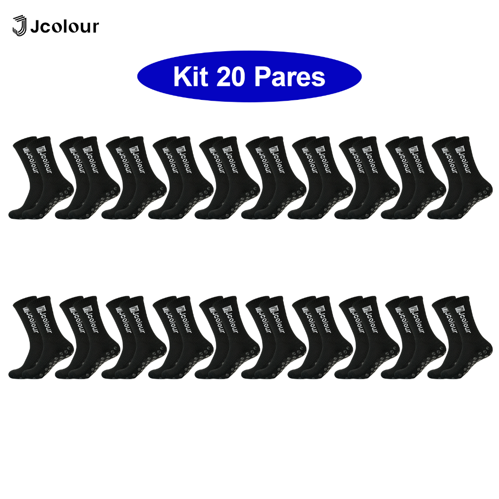 Jcolour Kit 20 Pares Meias De Futebol Esportivas Antiderrapantes De Alta Qualidade PRONTA ENTREGA em Oferta na Shopee