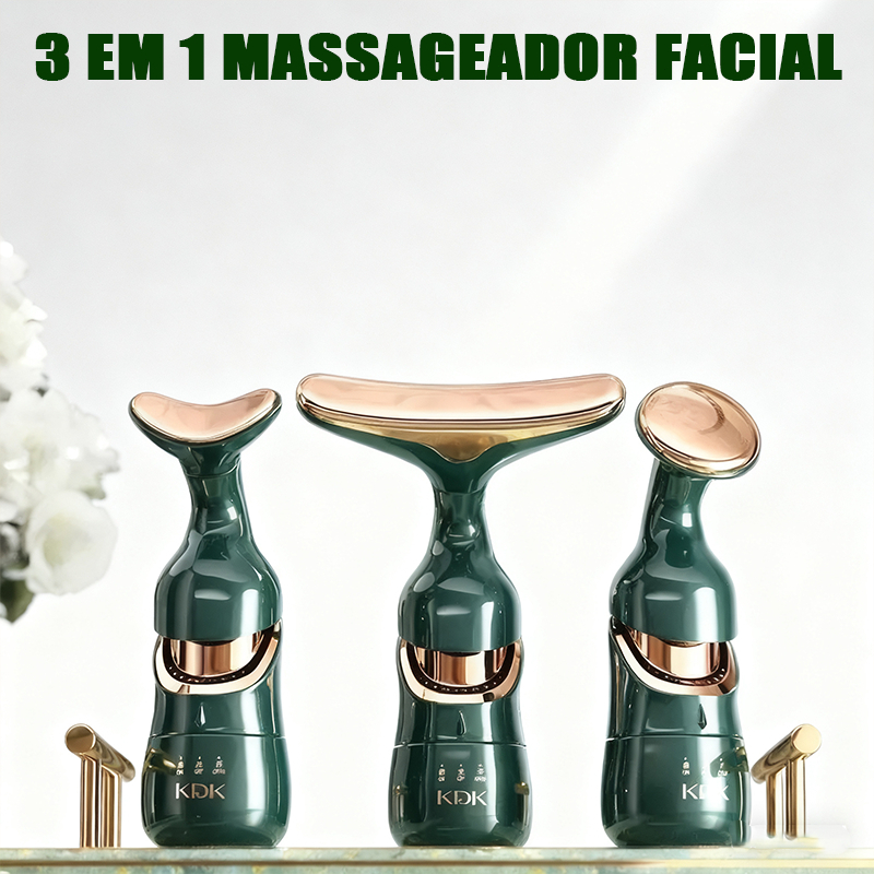 Massageador Facial 3 em 1 Portátil | Lifting Natural Anti-Rugas e Relaxamento Muscular N7
