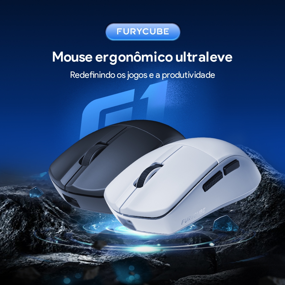 FURYCUBE G1  lightweight Mouse Bluetooth Gaming Wire 2.4G Para Jogos ou Office PAW3311SE Conexão Trimodo 10000DPI