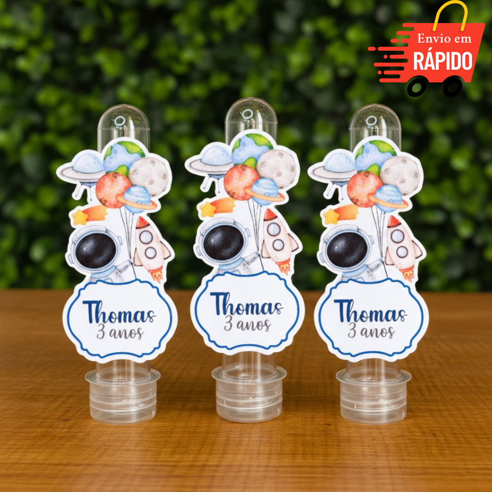 10-50 Aplique Tubete Personalizado - Kit Festa - Aniversário - Lembrancinha - Astronauta